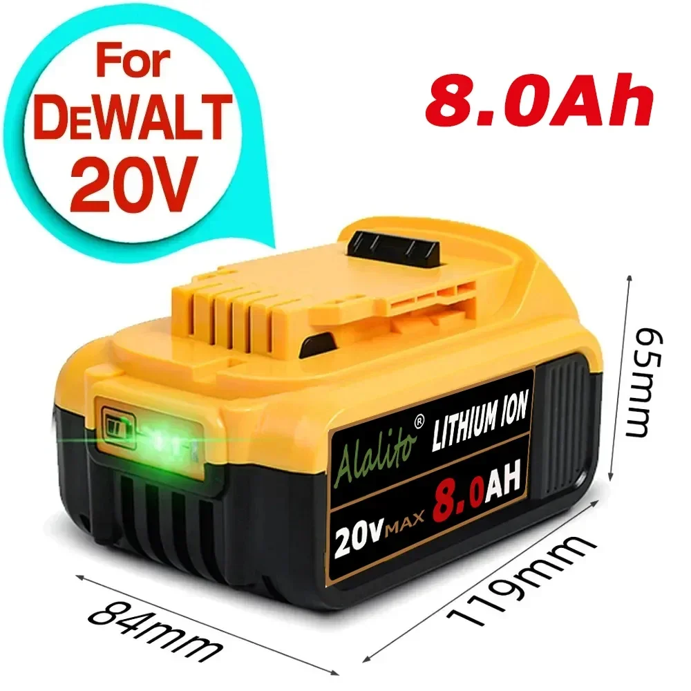 Original 20V 8.0Ah battery For DeWalt 20 Volt Power Tool battery DCB200 DCB184 DCB203 DCB205 Replacement lithium batteie