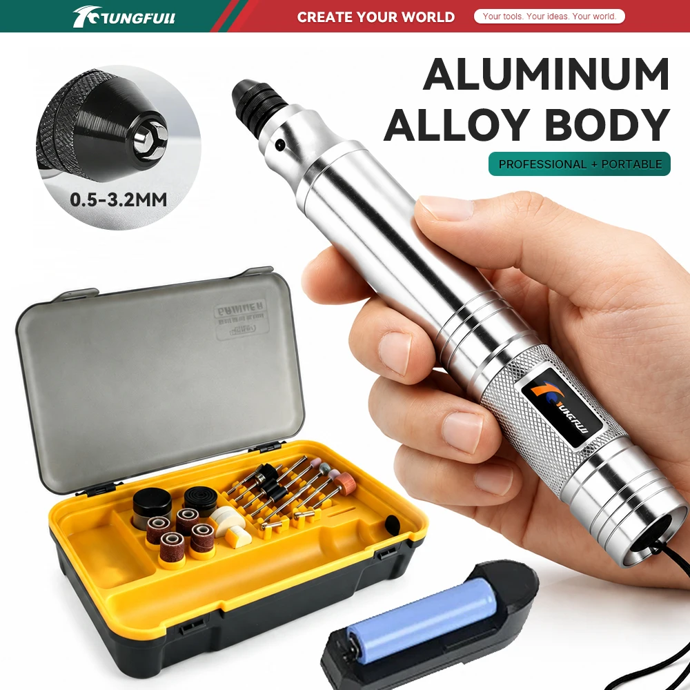 TUNGFULL Precision Micro Grinder Kit USB Charging Small Drilling Machine High Speed Rotary Scraper Multi-functional Craft Tool