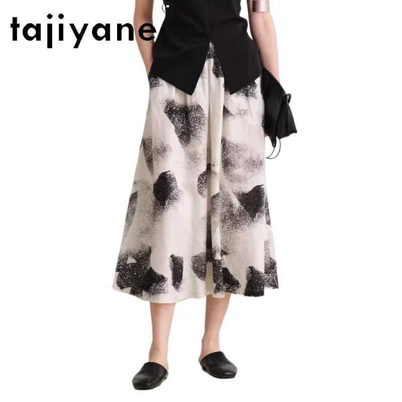 TAJIYANE 100% Linen Skirts for Woman Elegant Korean Fashion Long Skirt New Arrivals Fall Clothes 2024 Women Loose Юбка Женская