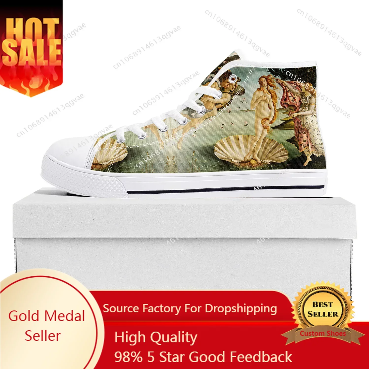 Die Geburt von Venus High Top hochwertige Turnschuhe Herren Damen Teenager Leinwand maßge schneiderte Sneaker Casual Paar Schuhe benutzer definierte Schuh