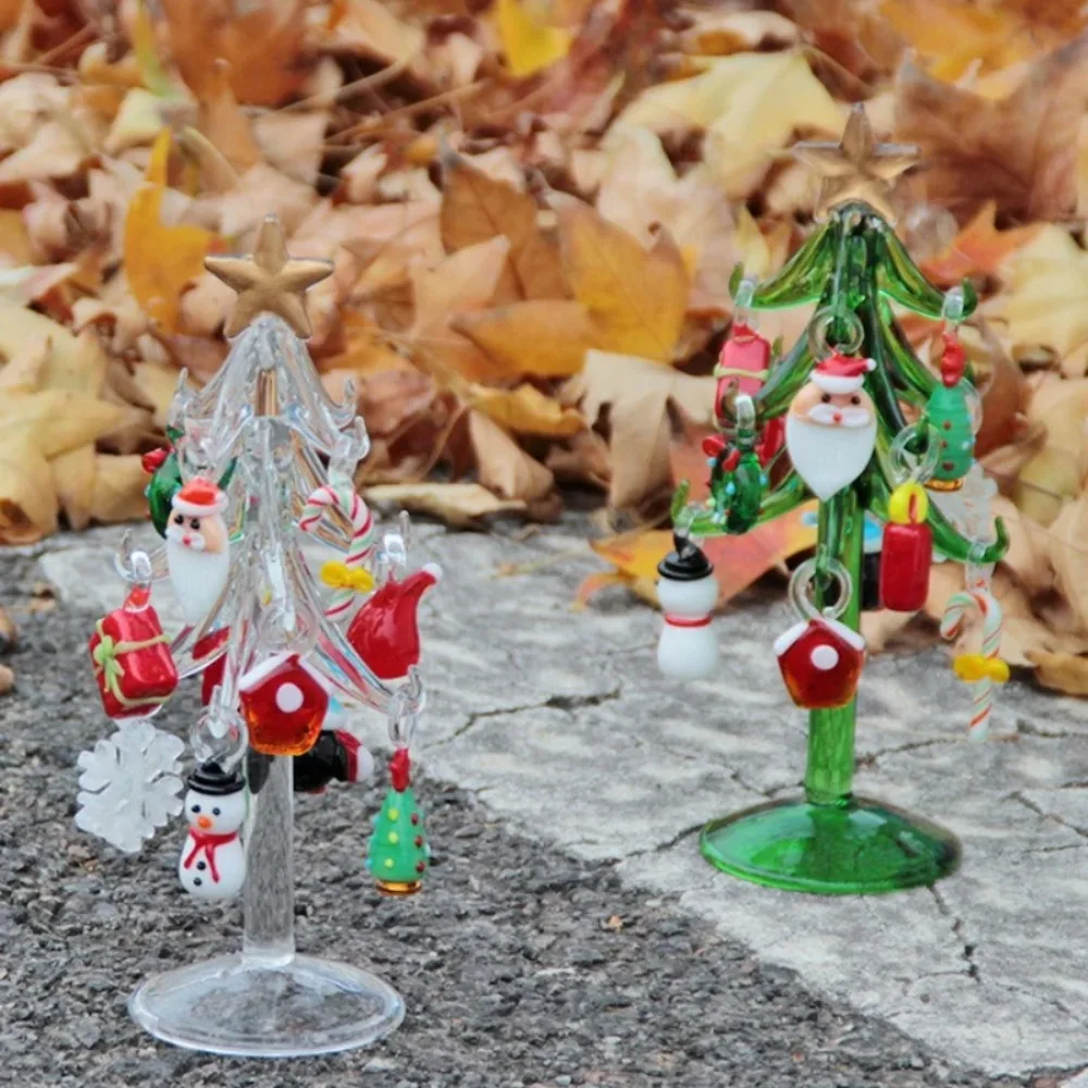مخصص اليدوية زجاج مورانو الحرف شجرة عيد الميلاد التماثيل الحلي محاكاة عيد الميلاد ديكور المنزل قلادة الهدايا 15 سنتيمتر
