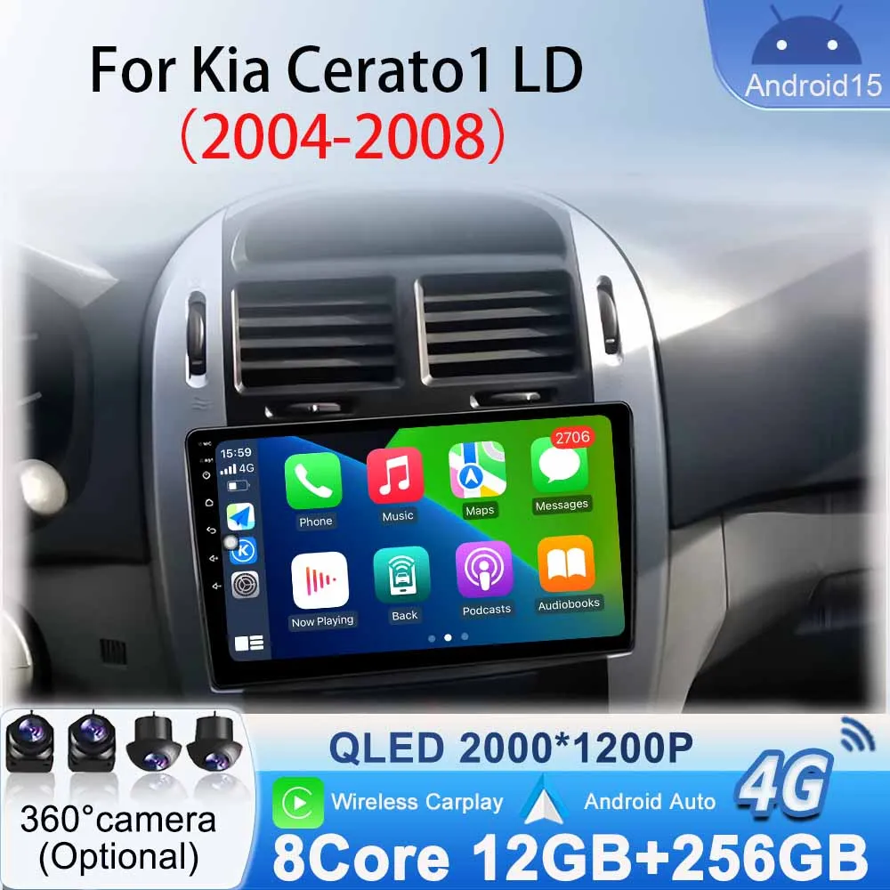 

NO 2din Car Radio Head Unit for Kia Cerato 1 LD 2004 - 2008 Bluetooth Multimidia Stereo Video Player Android 15 GPS Navigation