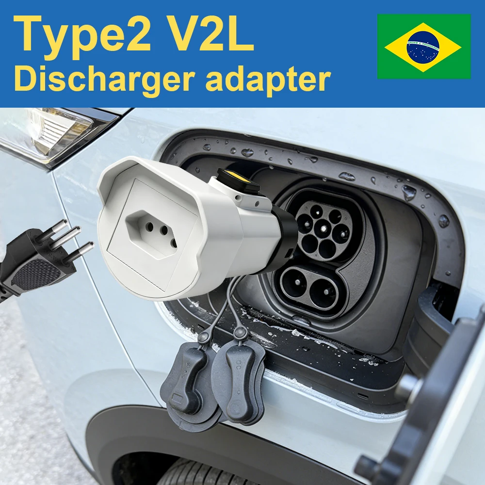 

Type2 V2L Discharger adapter 16A for Brazilian New Energy Vehicles BYD MG Geely Jaecoo Omoda SAMRT Hyundai ZEEKR XPENG NAMMI