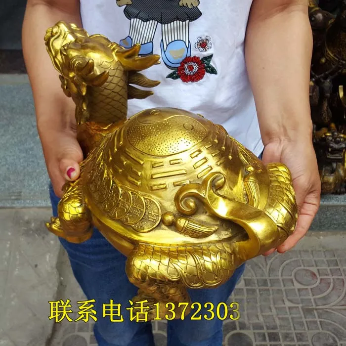 Large Huge- home Porch lobby courtyard efficacious Protection talisman thriving business golden copper dragon turtle FENG SHUI