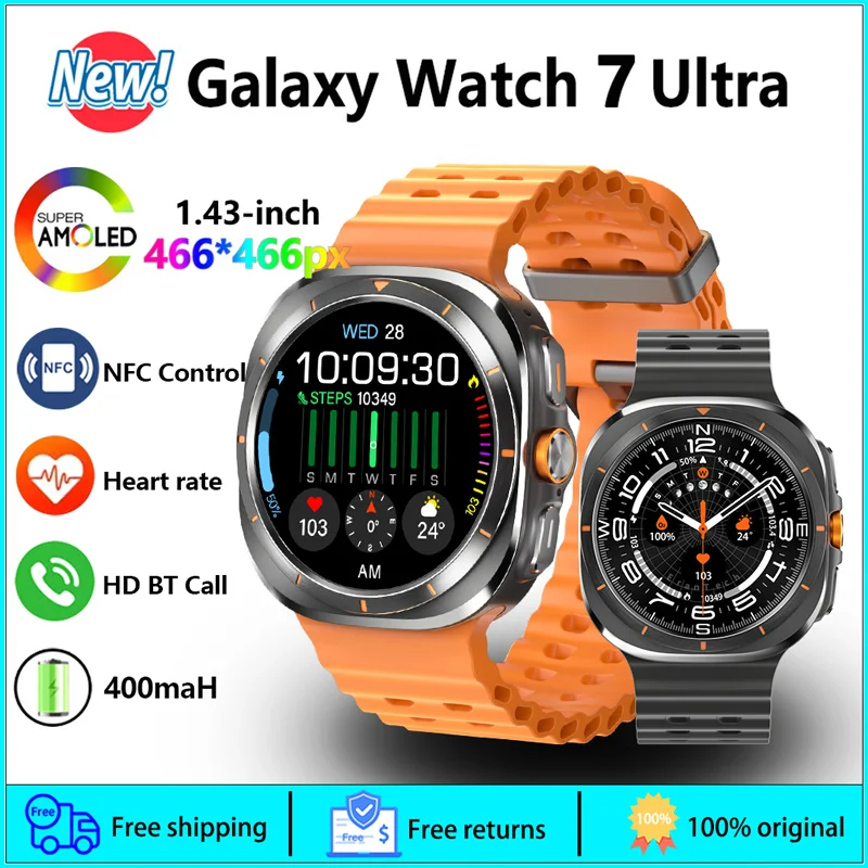 

For Samsung Galaxy Watch 7 Ultra New GPS Track Smart Watch Men AMOLED Always Display Clock BT Call NFC Control Sport Smartwatch