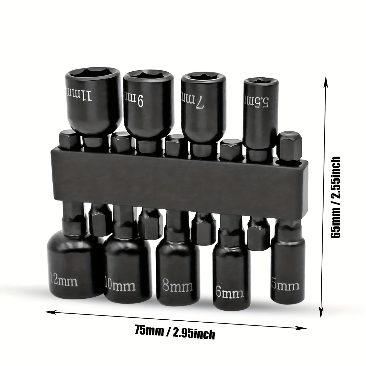 9Pcs Metric Nut Driver Bit Set, 1/4" Hex Shank Socket Driver Set for Impact Driver & Electric Screwdriver - view 6