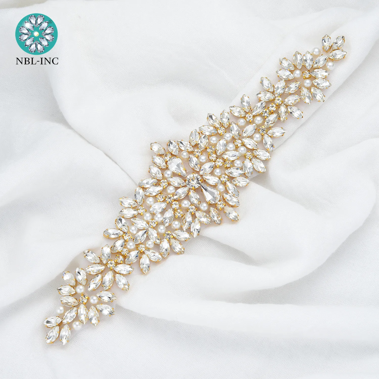 Imagem -06 - Nupcial Frisado Costura Strass Pérola Apliques para Vestidos de Casamento Sash Ferro Faça Você Mesmo em Wdd0404 30 Peças Atacado