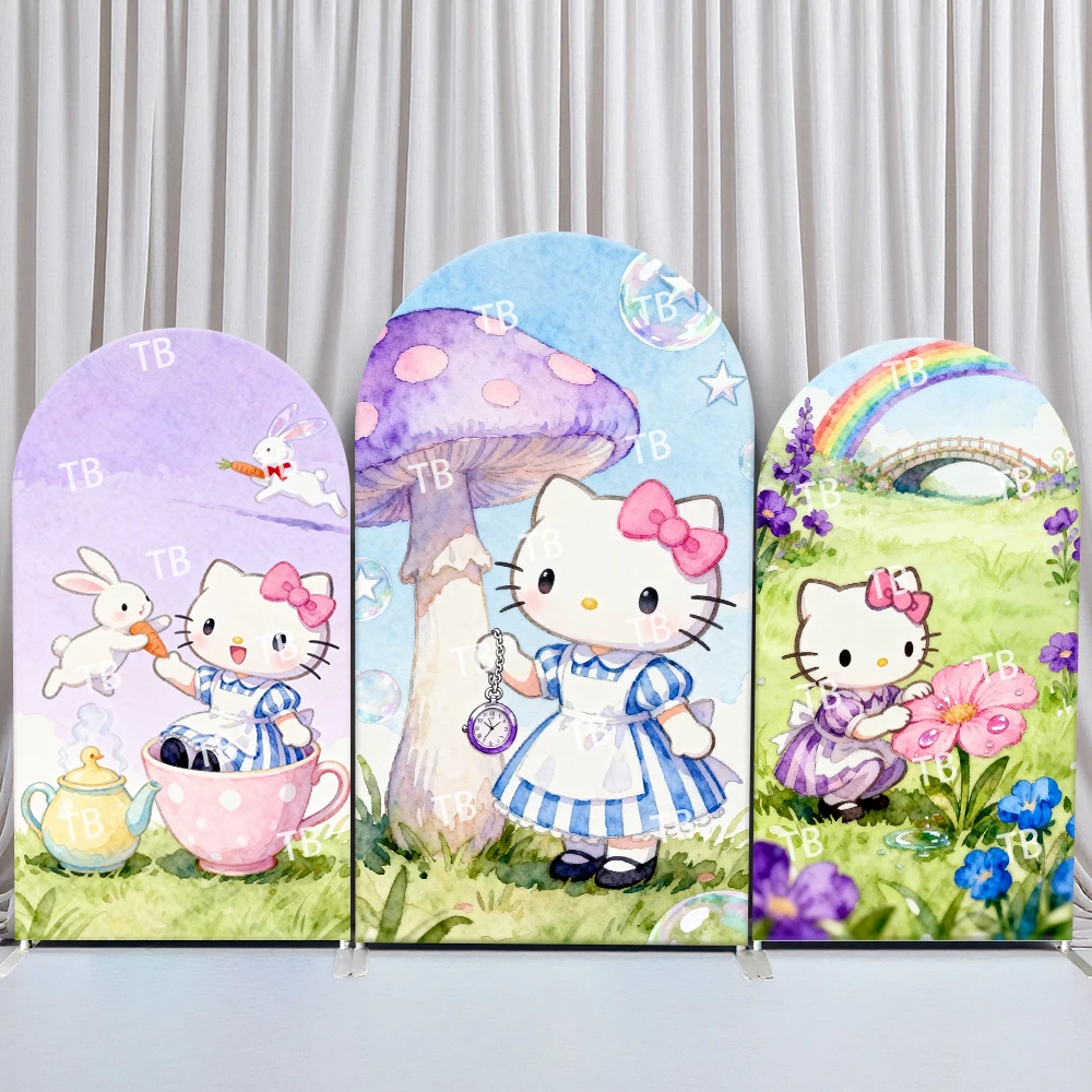 

Sanrio Hello Kitty Arch Backdrop Cover Enchanted Festive Scene For Kids Birthday Baby Shower Photo Booth Decor Background