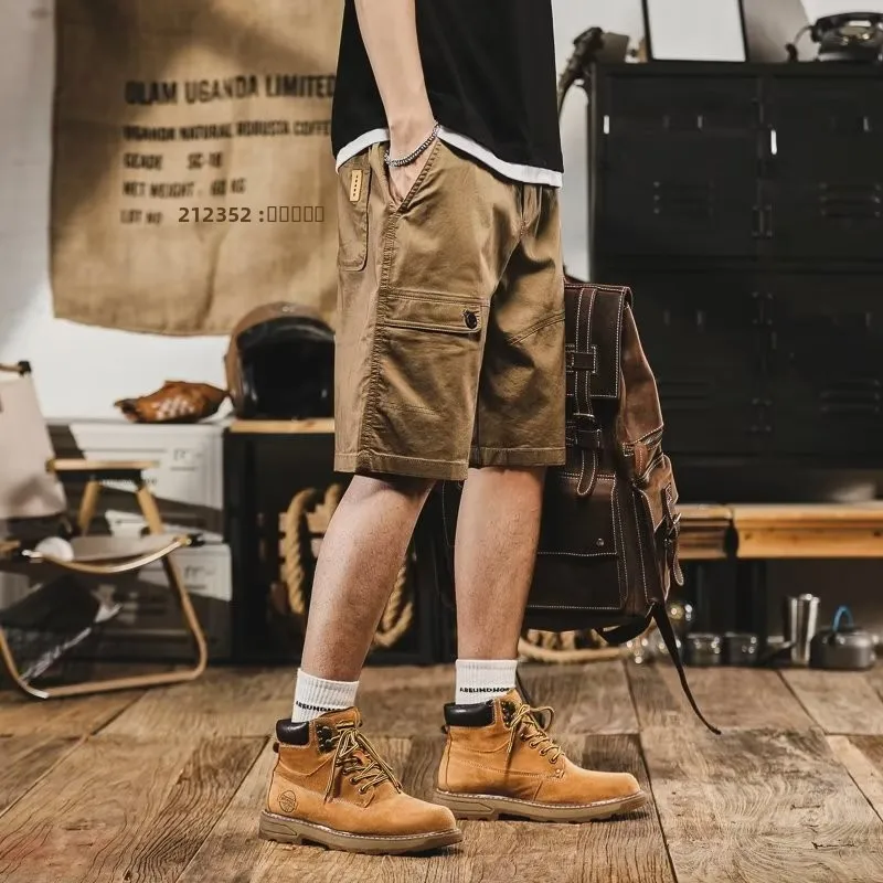 

High-End American Retro Workwear orts Men's Loose Straight Casual Thin Five-Quarter Pants Summer Lightweight Men's Clothing