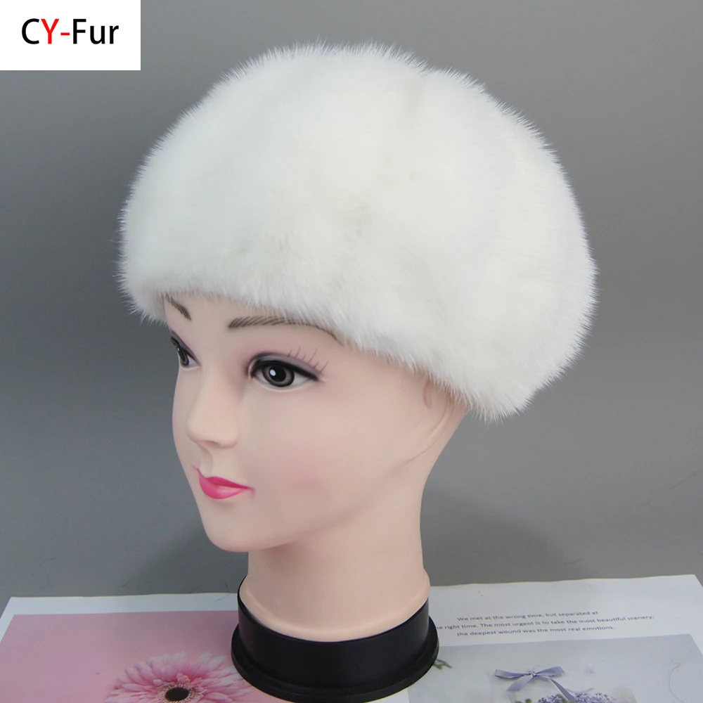 

New Winter Women's New Full Mink Mink Soft Beret Pumpkin Hat Fur Bud Hat Korean Fashion Outdoor Warm Women's Hat