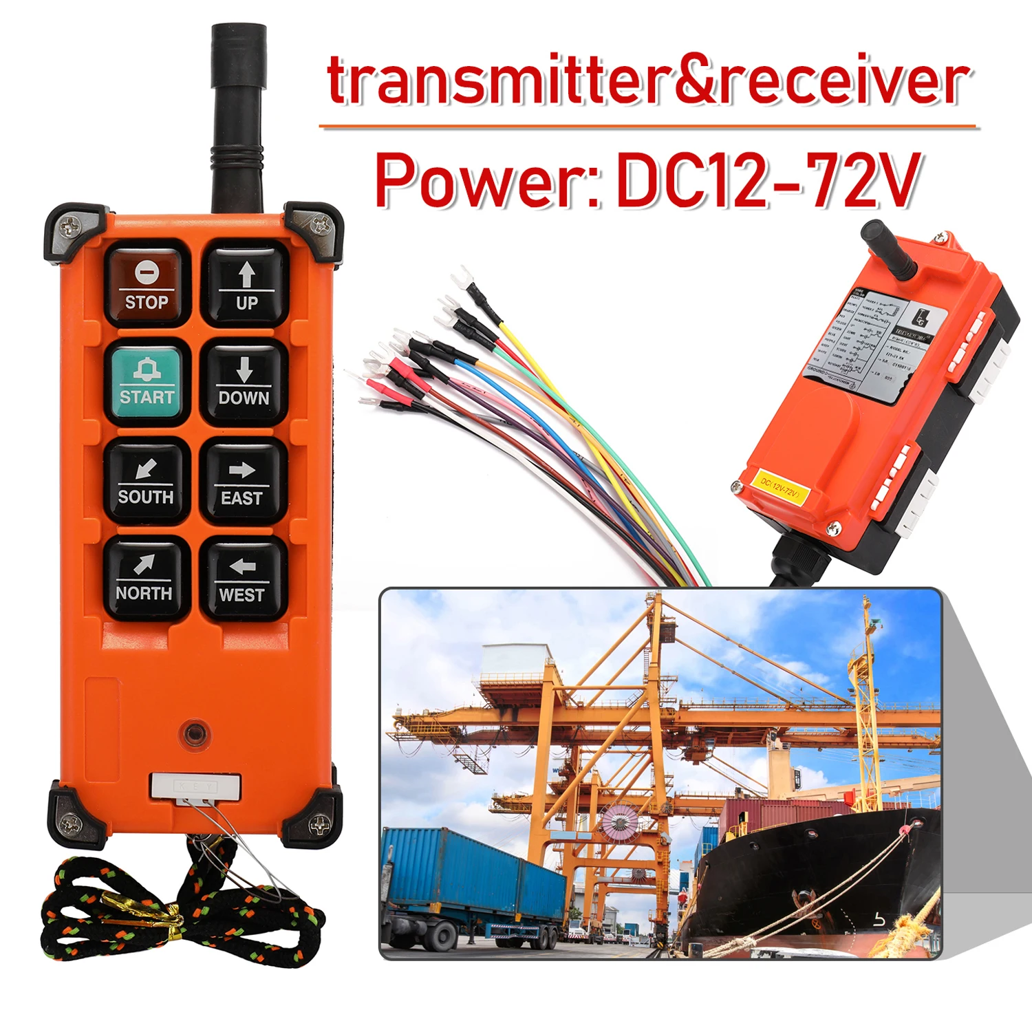 F21-E1B DC12-72V Industrial Remote Controller Switches Hoist Crane Control Lift Remote Control with One Transmitter and One