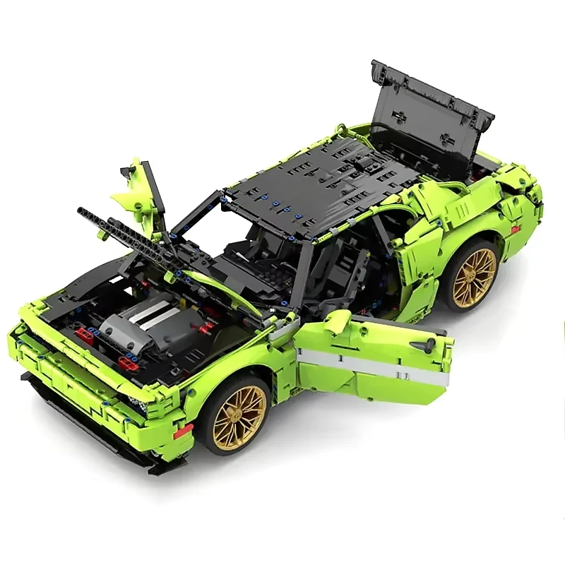 MOC 152910 1:8 Green GT Super Sports Car Building Blocks Technical Vehicles Bricks Puzzle Toys Christmas Birthday Gfits For Kids