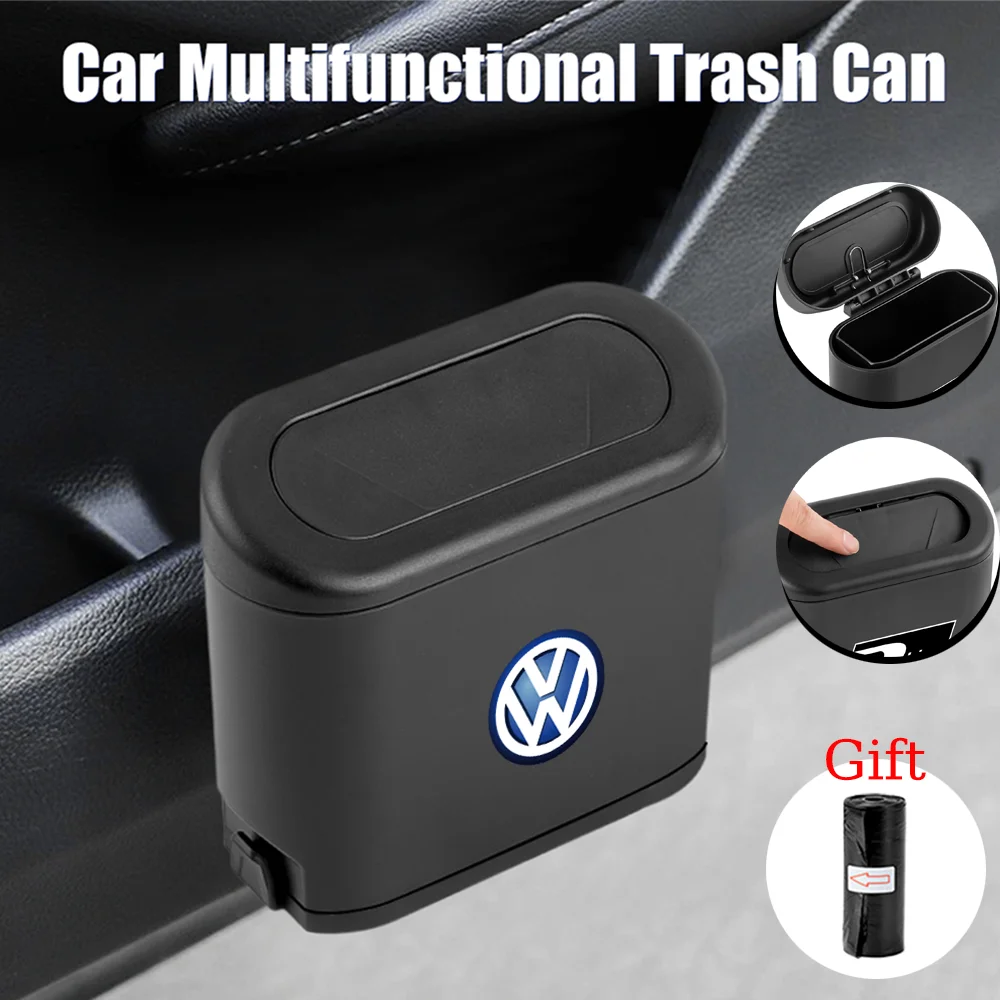 1pc New styling Car Trash Can Storage Box Vehicle Garbage Dust Cas For VW Rline Golf 5 6 Passat Tiguan Touran T-ROC Accessories