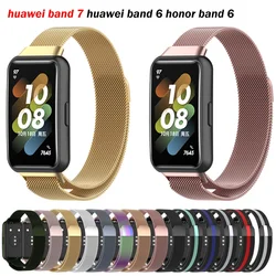 Milan pulseira de laço magnético para huawei honor band 7 6 pulseira inteligente substituição para huawei band 6 pro pulseira de pulso de metal