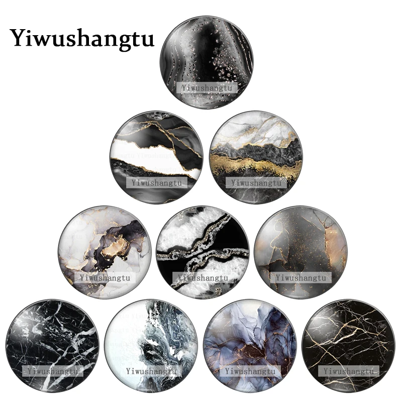 

Black marble cut surface grain art pattern 12mm/18mm/20mm/25mm Round photo glass cabochon demo flat back Making findings