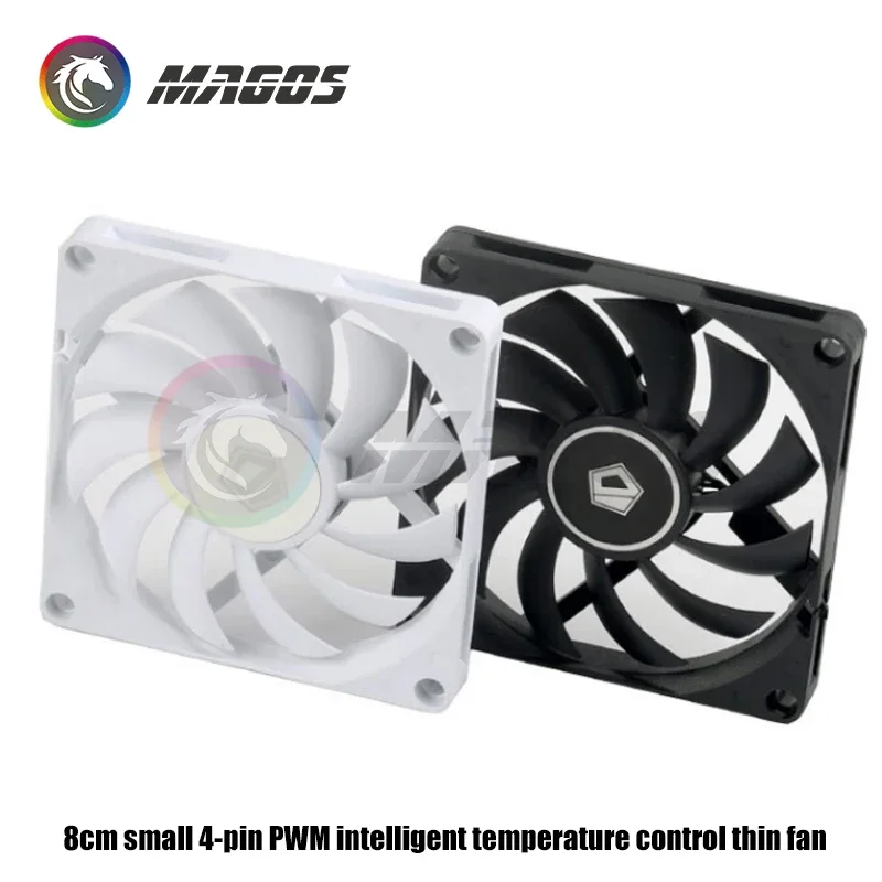 8010 80mmCase Fan Ultra Slim ,White/ Black,10MM Ultra-Thin PWM Temperature Control 8CM Computer CPU Cooling Fan,
