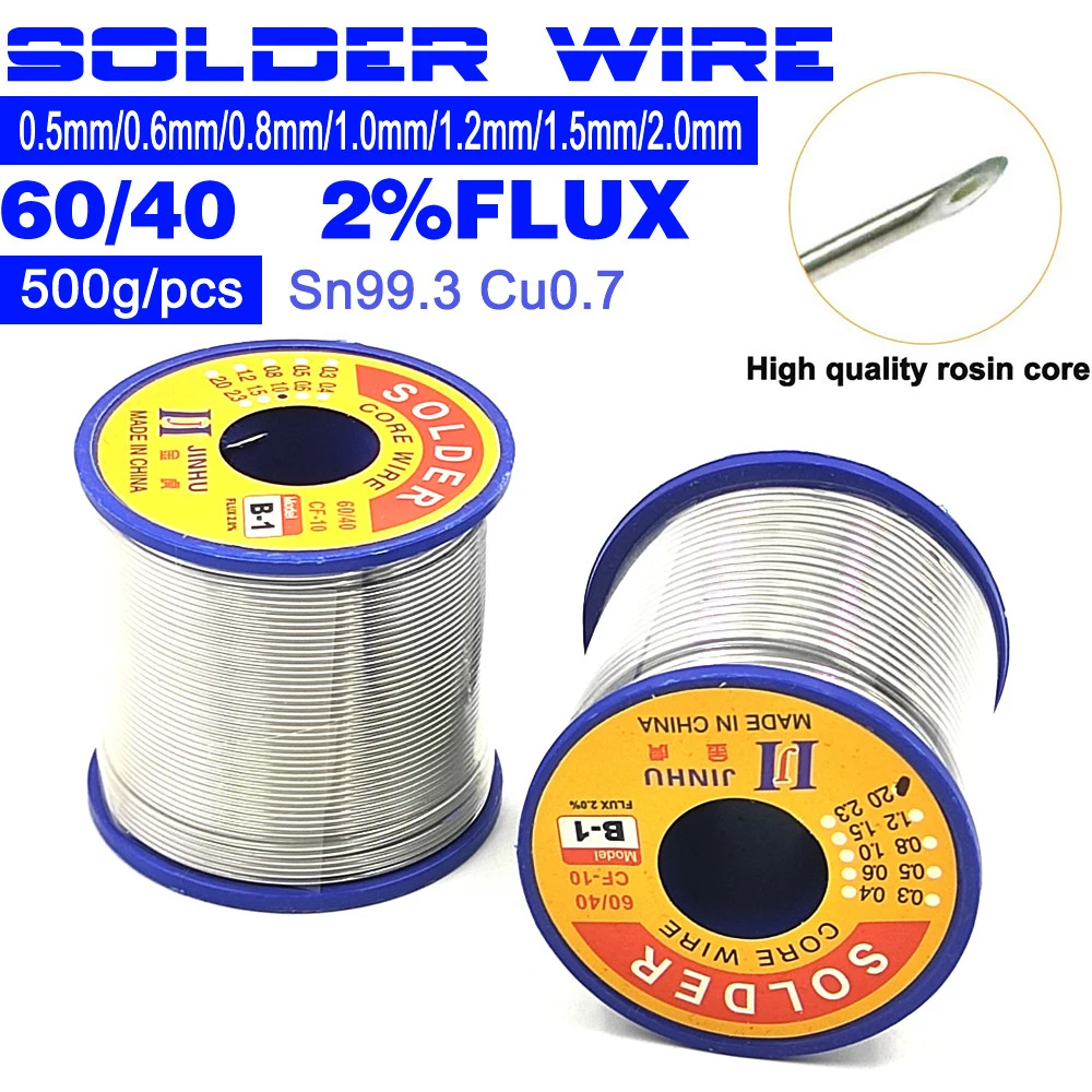 no clean rosin core solda fio baixo ponto de fusao ferro de solda eletrico 500g 60 40 b1 05 mm20 mm 20 fluxo 01