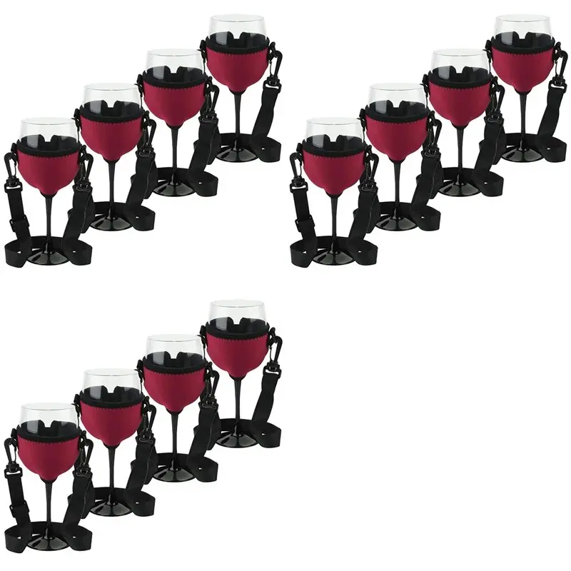 

AA51 12PCS Portable Wine Glass Holder Strap Wine Sling Yoke Glass Holder Support Neck Strap For Birthday Cocktail Tools B