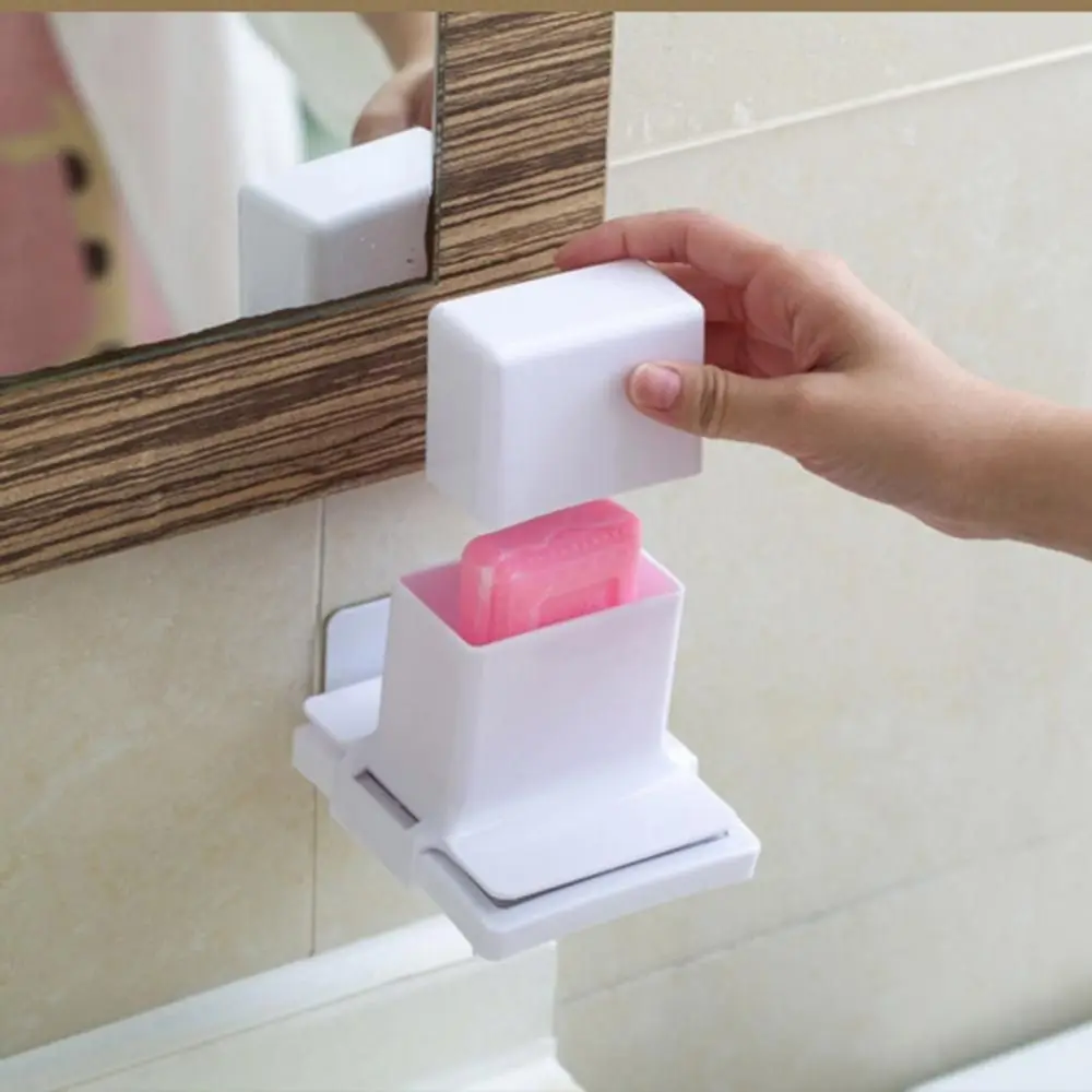 Press Type Soap Draining Rack Non-trace Paste Wall Mounted Bathroom Soap Grinder Anti-slip Keep Soap Bars Dry Soap Holder Stand