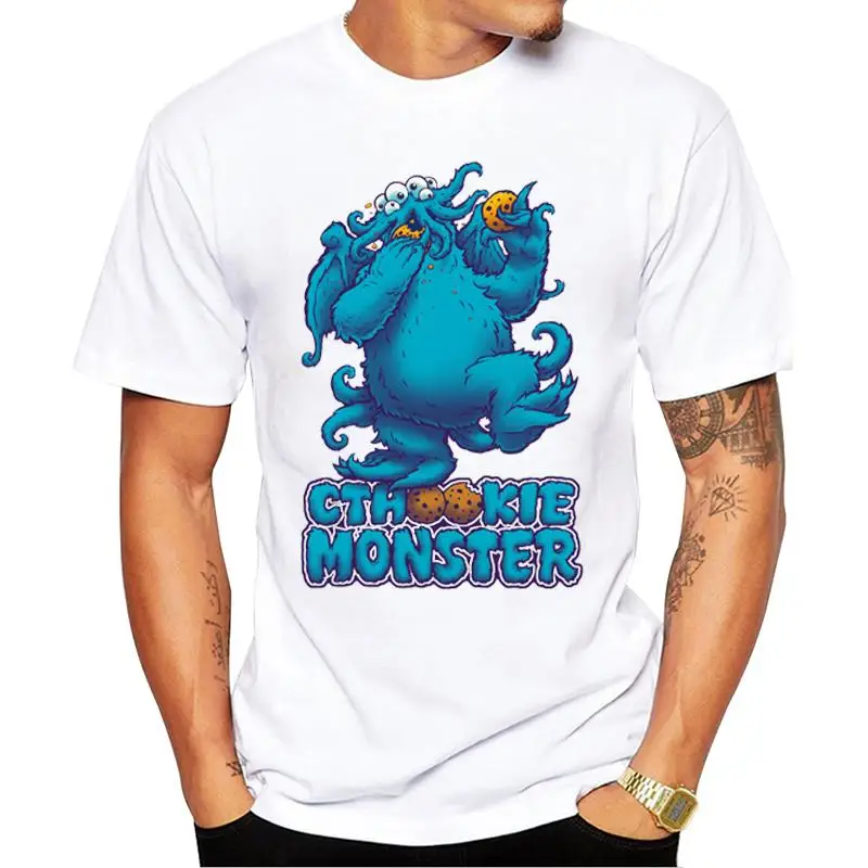 

FPACE New Fashion Cthookie Monster Men T-Shirt Octopus Cookie Printed Tshirts Hipster Design Tops Short Sleeve Funny Tee