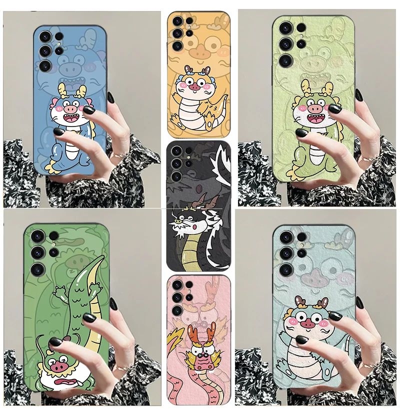 for Samsung A 82 32 13 53 14 S21 Ultra 54 S 9 8 10E 15 35 42 23 F M 52 55 04 4 5 G 34 cartoon pattern TPU black soft phone case