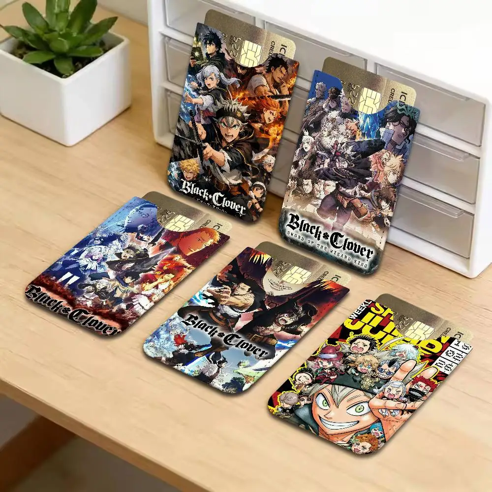 Anime B-Black Hot Clover Pu Leather Credit Card Holder Slim Business Cardholder Anti Theft Id Organizer for Outdoor Carrying