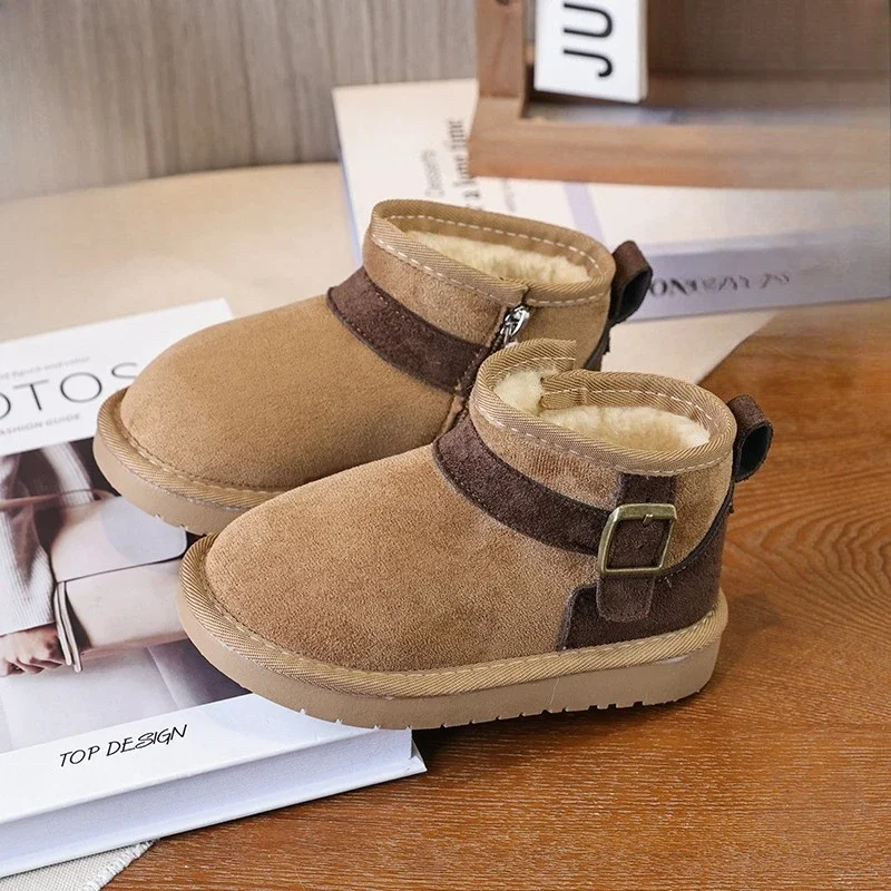 

Fashion New Girls Outdoor Warm Ankle Boots Winter Causal Children Simple Snow Boots Platform Furry Kids Cotton Boots Non-slip
