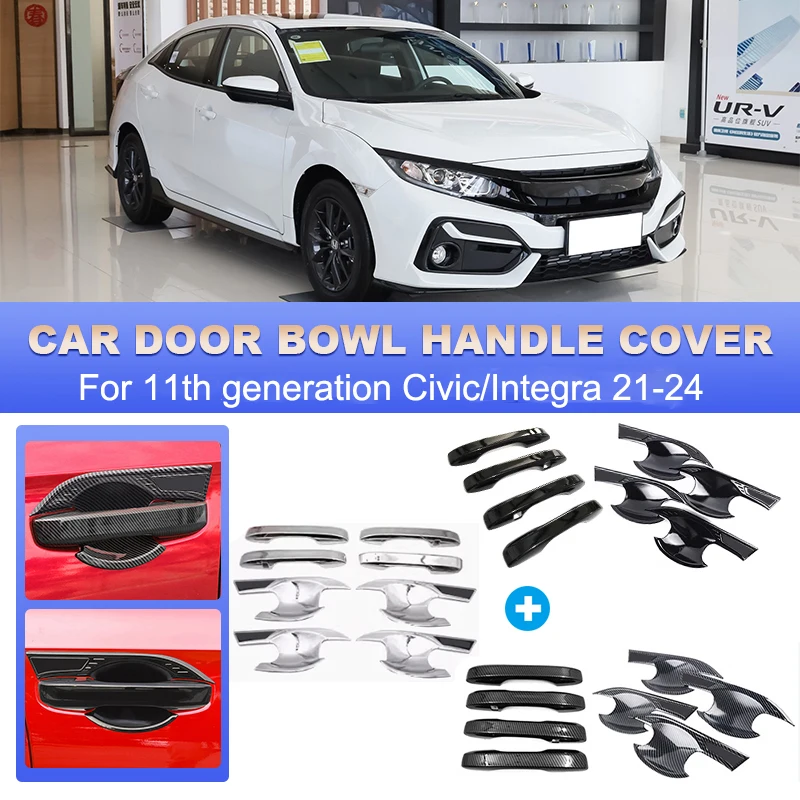 Car Door Pull Handle Bowl Cup Protection Frame Cover  For 11th generation Civic Integra 2021 2022 2023 2024 Modification Parts