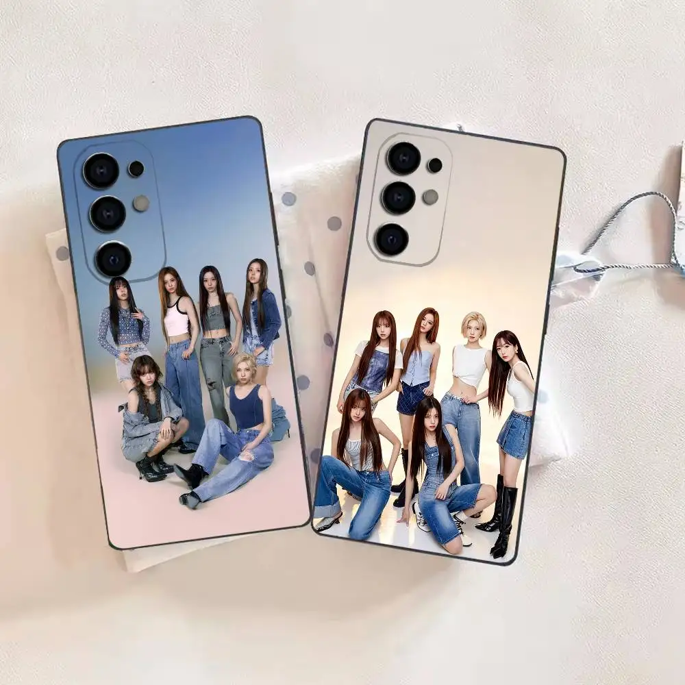 Trendy Korean Girl Group N-NMIXX Soft Black Phone Case for Samsung  S26,25,24,21,22,21,20,10,9,8,7,6Ultra,Plus,Fe, Lite