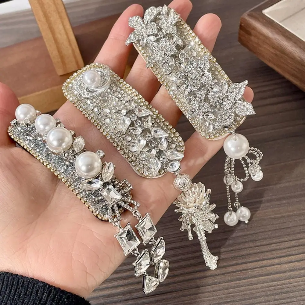 New Rhinestone Square Tassel Hair Clip Bling Side Bangs Haircard Crystal Hairpins Women Girls