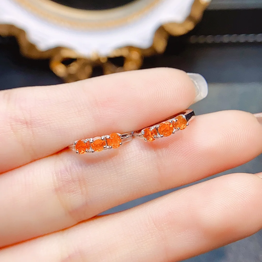 Natural Untreated Earth Mined AAA VVS Orange Fire Opal Hoop Earrings 925 Sterling Silver Women Hoop Earrings For Gift