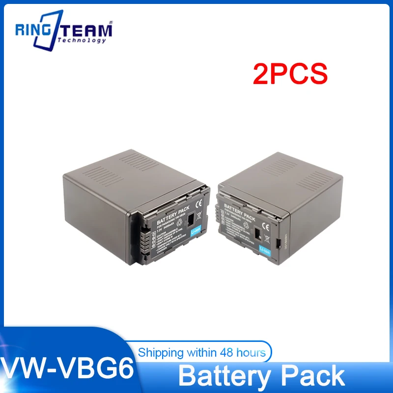 

2PCS 5400mAh VW-VBG6 VWVBG6 VW-VBG6GK Battery for Panasonic AG-AC7 AG-AF100 AG-AF105 AG-AC130 AG-AC160 AG-HMR10 AG-HSC1U