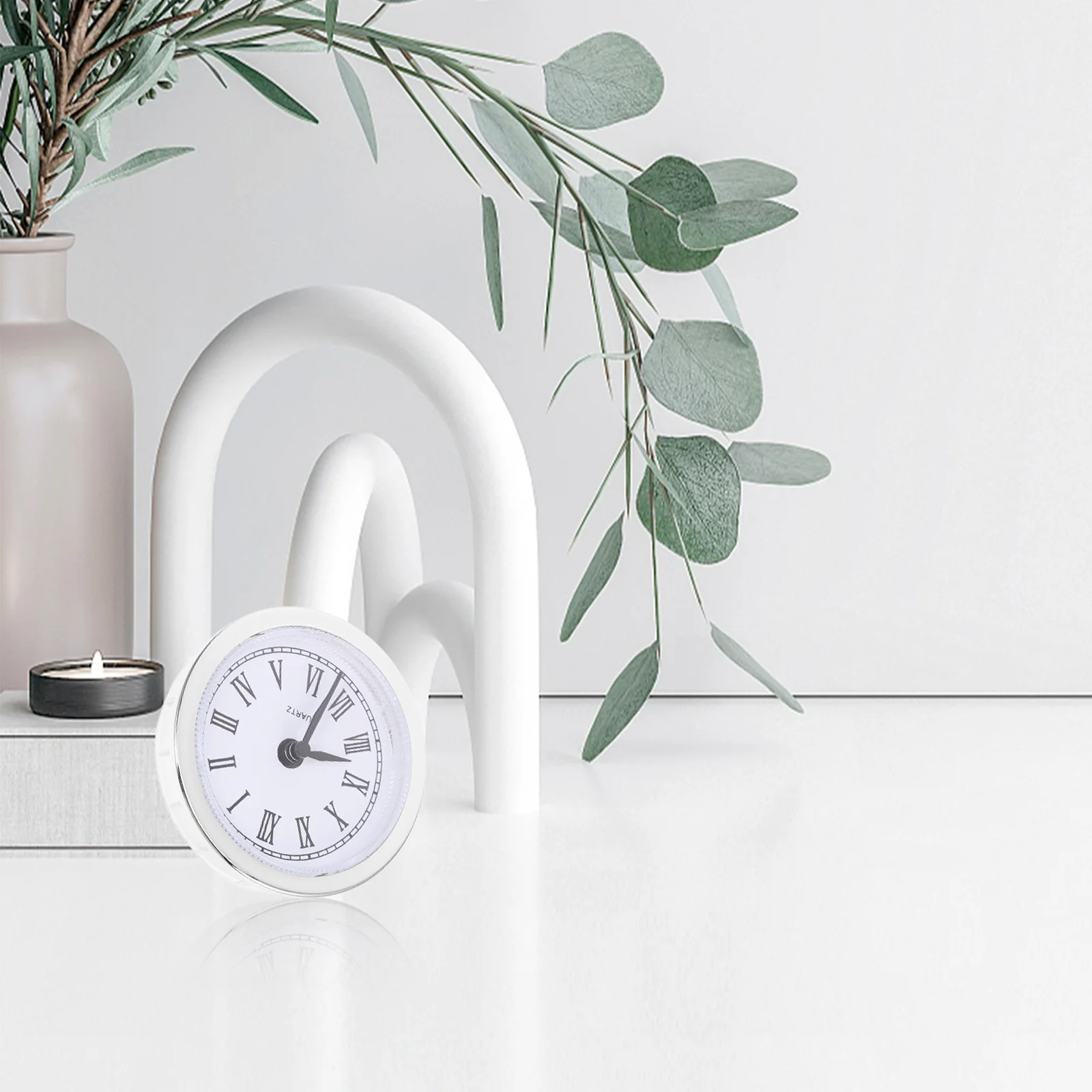 

Retro Clock Insert Mini Quartz Movement Round Head Vintage Style Durable Simple Installation Silent Design Home Decor