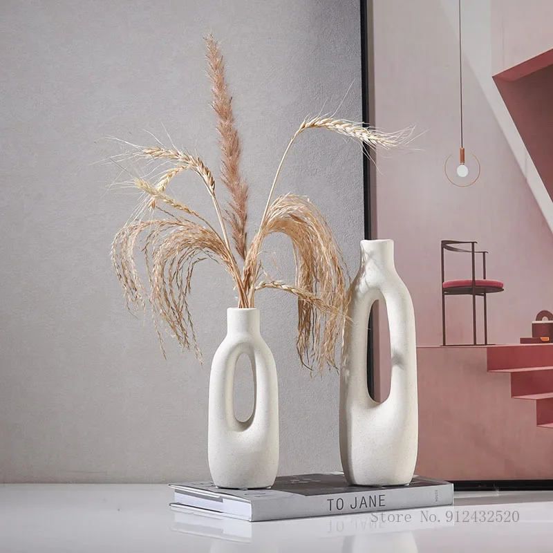 Nordic Creative Ceramic Irregular Vase, Home Dining Table, Living Room, Bedroom, Office Accessories, High-end Flower Ware, 1Pc