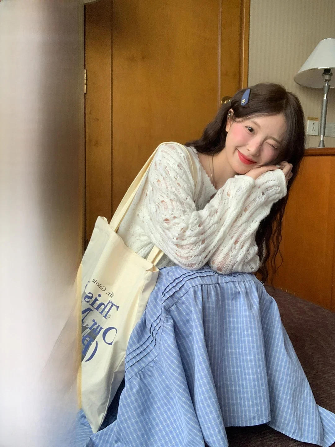 

Вязаный топ-накидка Lu для женщин, свободный крой, с поясом, ажурный дизайн, из мягкой шерстяной смеси, с длинными рукавами, для повседневной носки