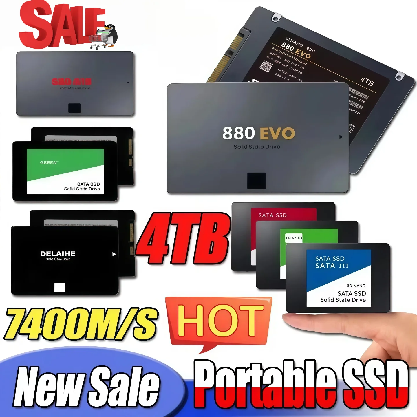 New  4TB SSD External Hard Disk For Internal Hard Drive Sata3 Interface Portable High Speed Solid State Drive For Laptop