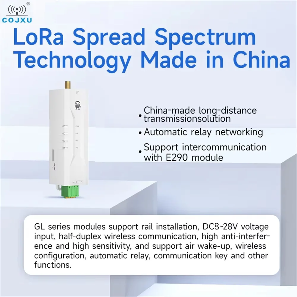 

LoRa Micro Din-Rail DTU Протокол Modbus COJXU EWD95M-SL/GL Серия 433/868/915 МГц RS485 5 км Автоматическое реле на большие расстояния 20/30 дБм