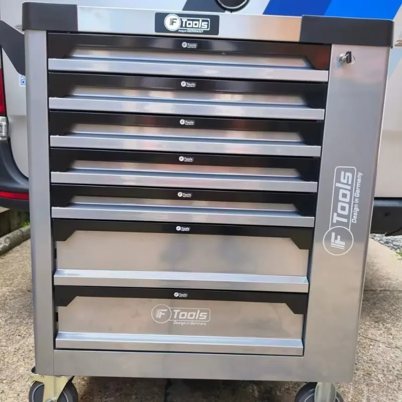 خزانة أدوات فولاذية لإصلاح السيارات، صندوق أدوات متنقل مع خزانة أسطوانية معدنية وبلاستيكية، عربة أدوات من الفولاذ المقاوم للصدأ #1