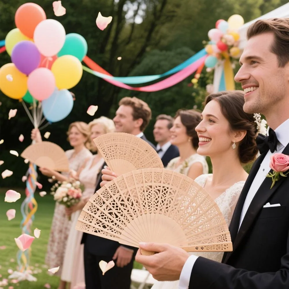 مروحة يدوية لحفلات الزفاف ديكور حفلات البكالوريوس من الخيزران مراوح قابلة للطي للعروس لتكون وصيفة العروس وحفلات الزفاف هدية أم العروس #5