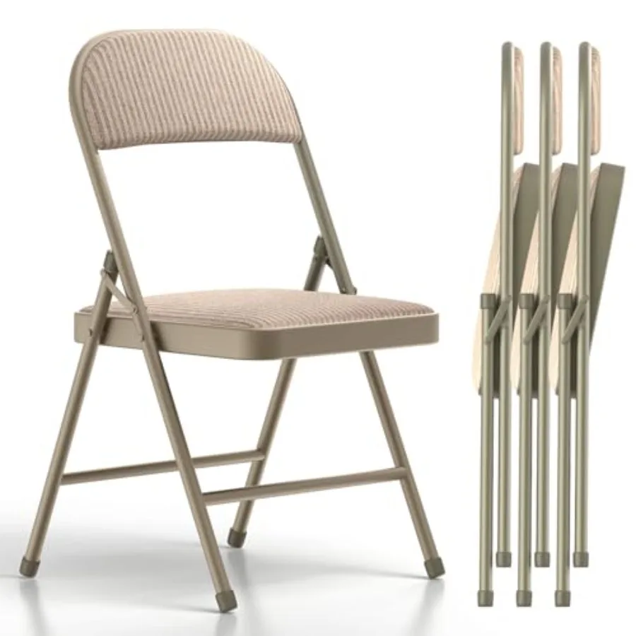 4 Pack Folding Chairs, Fabric Dining Chair Set with Padded Cushion and Back, Indoor Outdoo Seat for Home Office Events Wedding