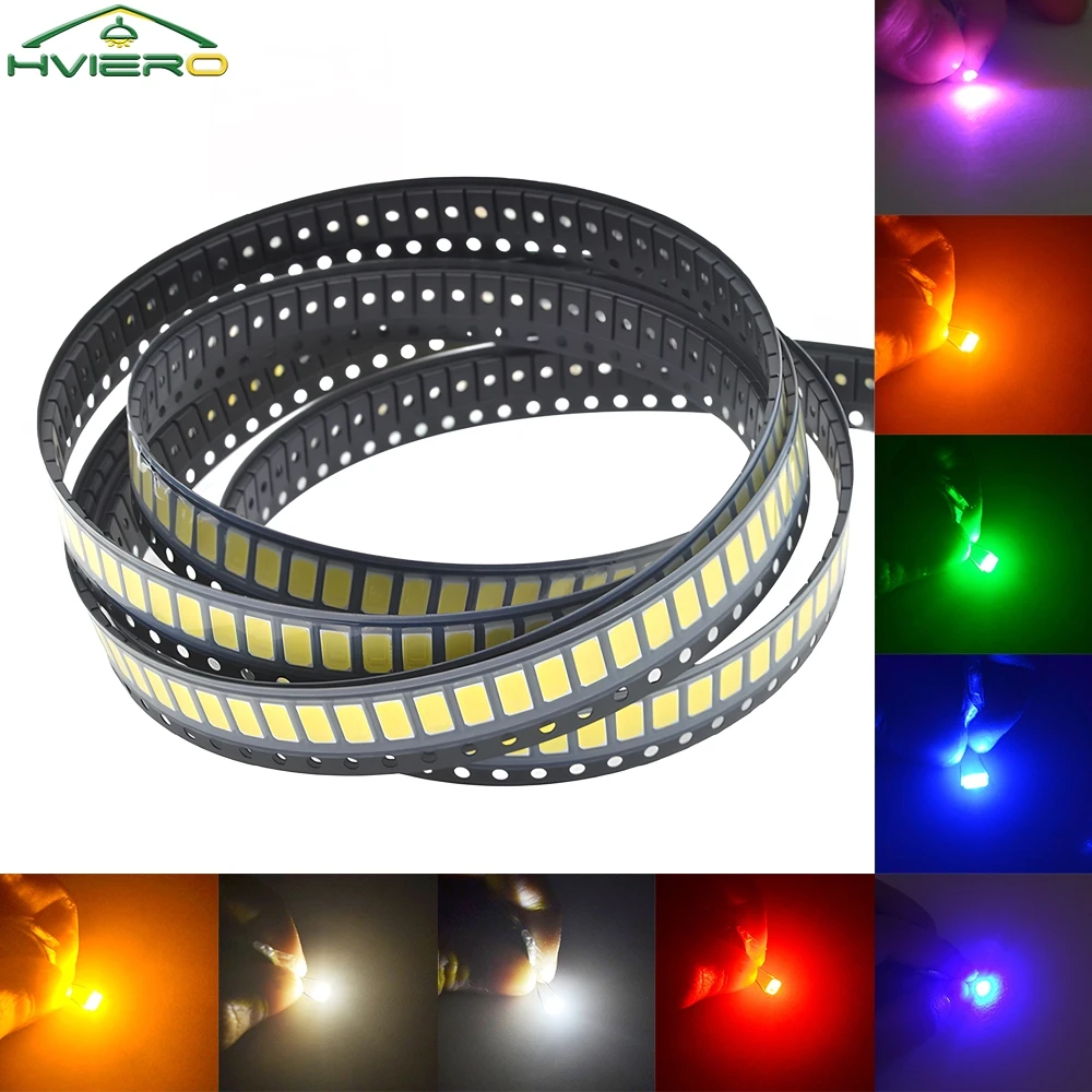 100Pcs 5730 Bright Chips SMD LED Red Yellow White Blue RGB Purple Pink Light Emitting Diode Lighting Atmosphere Decoration Patch