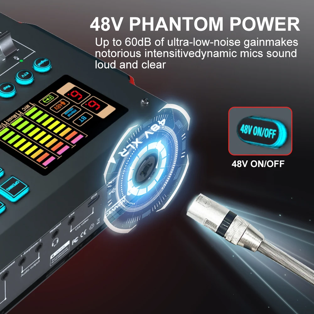 2024 New Live Stream Sound Card Dual-core DSP Chip Mixing Console Podcast With Microphone Studio Recording Equipment Condenser