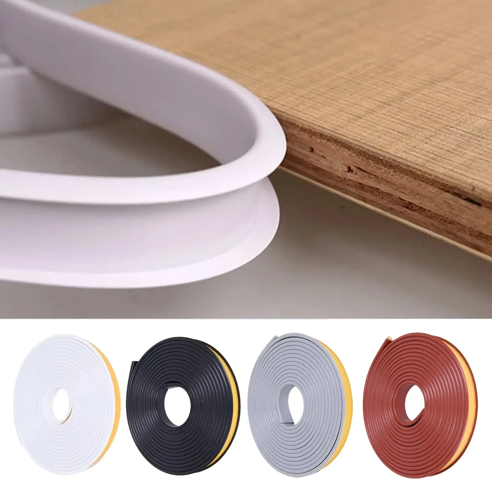 5M U Edge Banding Veneer Edging Wood Furniture Soft TPE Edgeband White Black Beige Gray odd