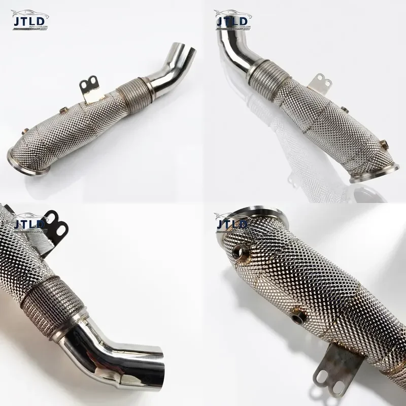 Full Heat Shield Wrapped SS304 114mm(4.5 Inch) Variable Diameter Exhaust Downpipe for Gen1 BMW B58 F30 340i Exhaust Component