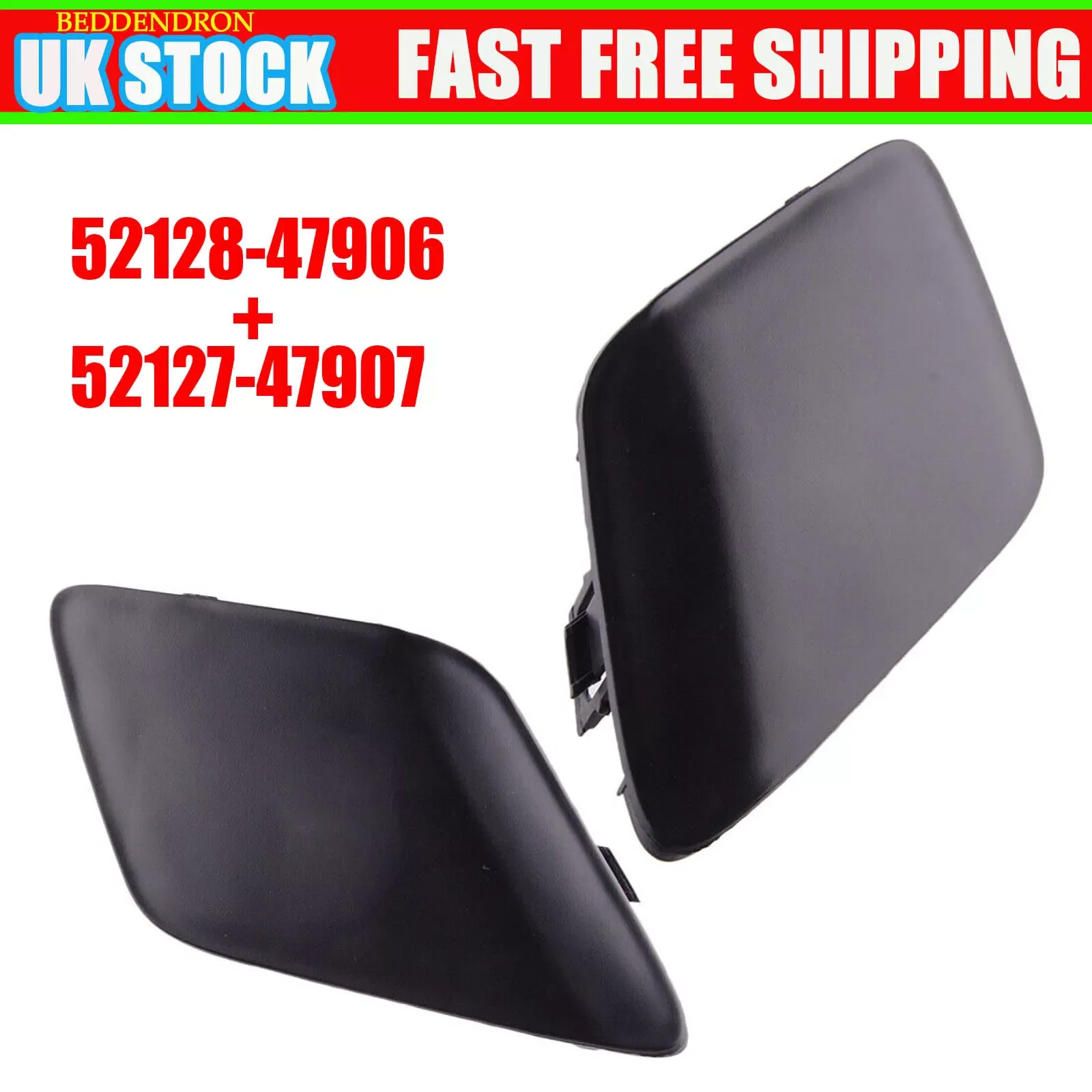 

2pcs Black Auto Parts Left Right Front Bumper Tow Hook Cover Cap Replacement For Toyota Prius 2016 2017 2018 Black