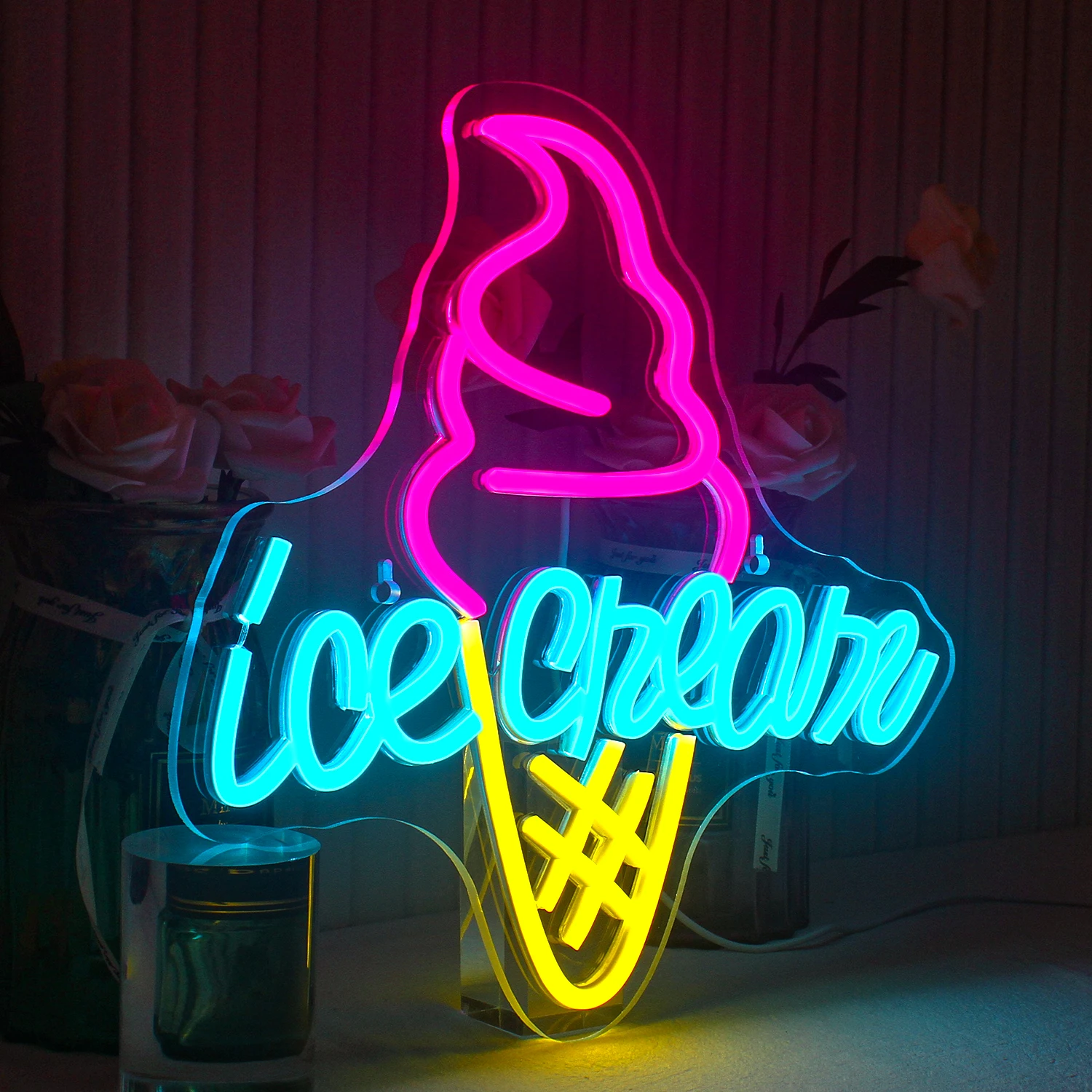 Imagem -02 - Sinal de Luz de Néon Led Colorido para Wall Decor Ice Cream Festa Aniversário Bar Sobremesa Loja Restaurante Loja Usb