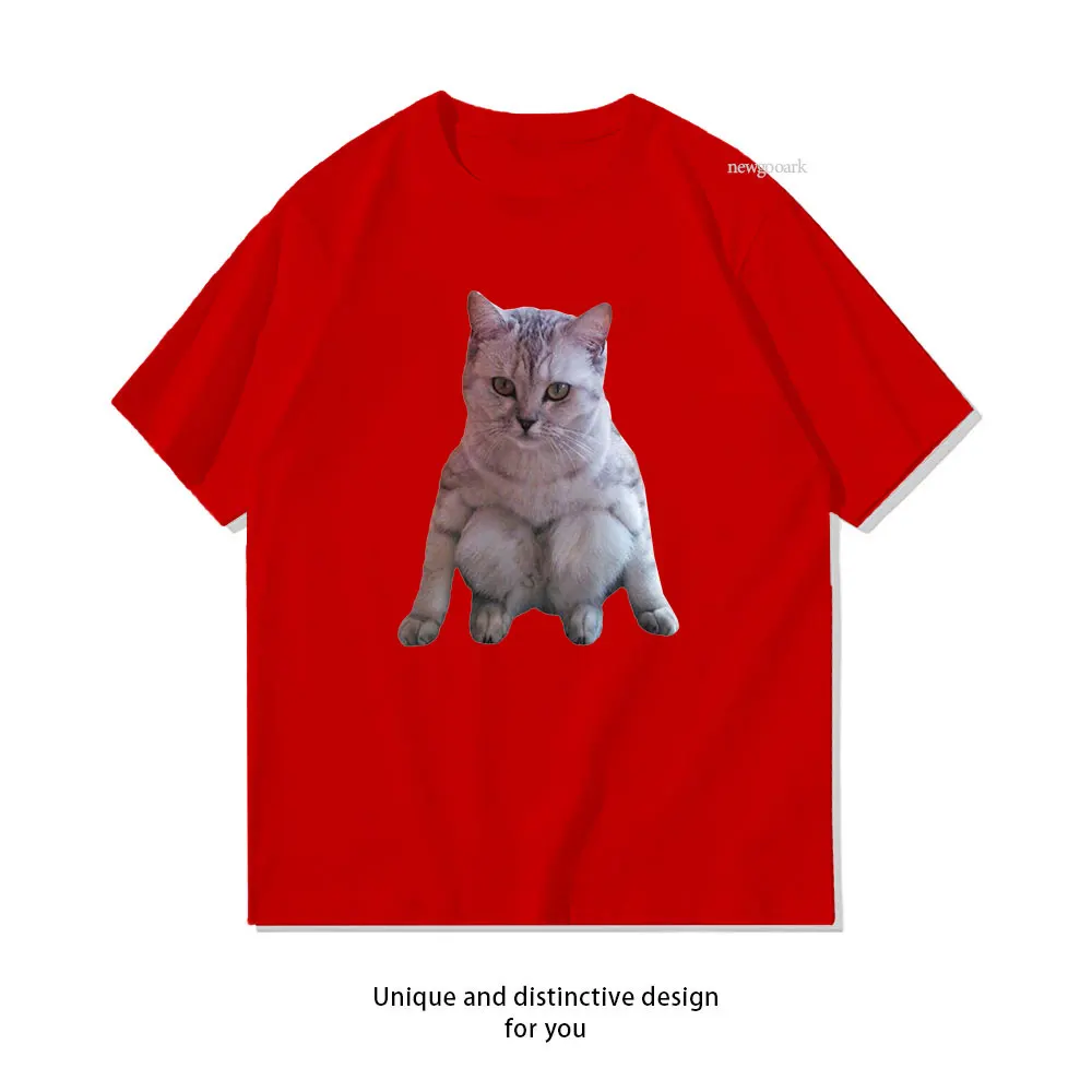 A cat sitting on its haunches T-Shirt woman man Casual cotton graphic t shirts Creative streetwear Classic O-neck shirt