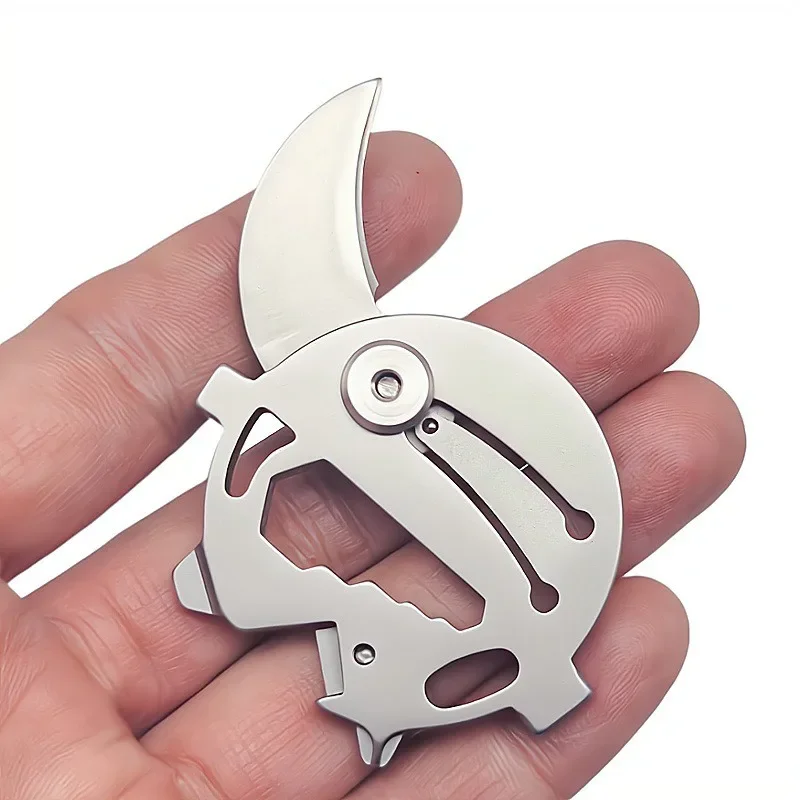 Outdoor Multifunctional Mini Pocket Knives Screwdriver Rope Cutter Keychain Stainless Steel Folding Blade Knife Keyring Pendant