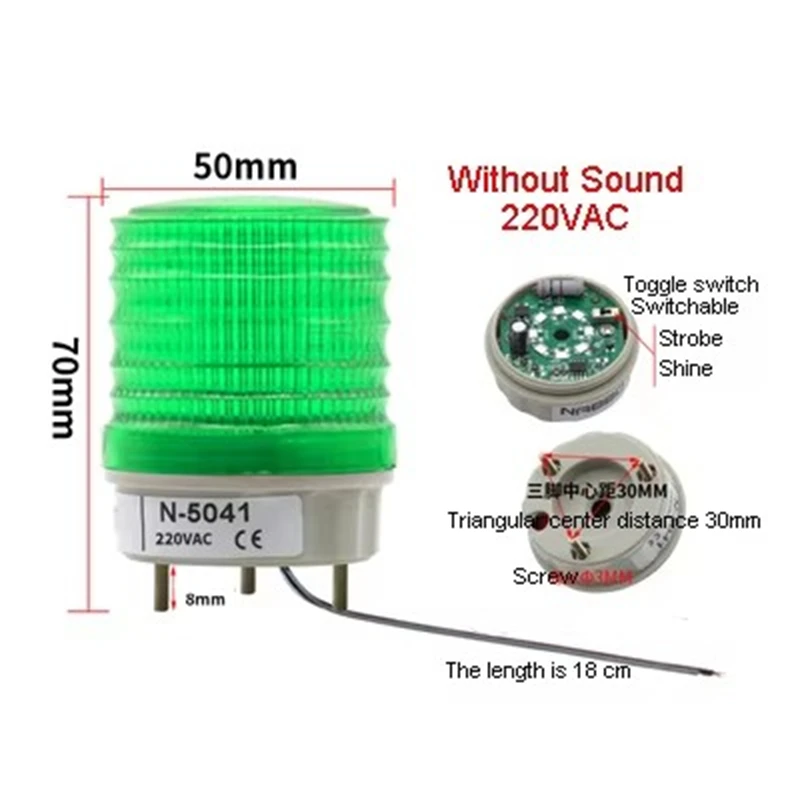 1 szt. N-5041 bez dźwięku małe lampki ostrzegawcze lampa błyskowa LED/stała regulowana lampa alarmowa instalacja śruby czerwony żółty zielony niebieski
