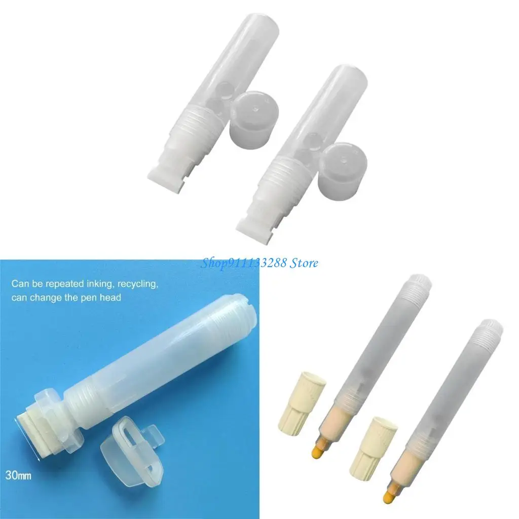 

G88D 2Pcs Empty Paint Pens Flat or Round Tip Acrylics Empty Marker Refillable Empty Paint Marker for Painting on Fabric